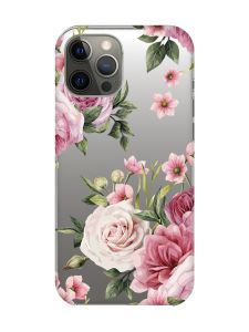 Прозорий чохол на iPhone 12 Pro Max :: Рожеві квіти (принт 287)