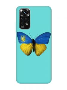 Матовий бірюзовий чохол на Xiaomi Redmi Note 11 :: Метелик Україна (принт 255)