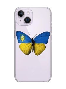Прозорий чохол із захистом камери на iPhone 14 :: Метелик Україна (принт 255)