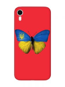 Матовий червоний чохол на Apple iPhone XR :: Метелик Україна (принт 255)