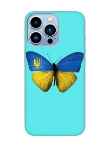 Матовий бірюзовий чохол на Apple iPhone 13 Pro Max :: Метелик Україна (принт 255)