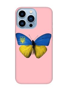 Матовий рожевий чохол на Apple iPhone 13 Pro Max :: Метелик Україна (принт 255)