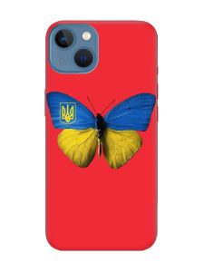 Матовий червоний чохол на Apple iPhone 13 :: Метелик Україна (принт 255)