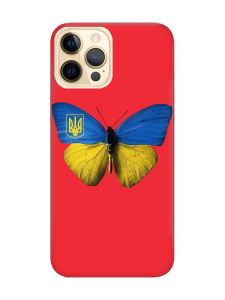 Матовий червоний чохол на Apple iPhone 12 Pro Max :: Метелик Україна (принт 255)