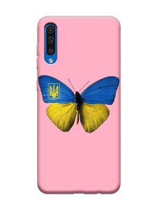 Матовий рожевий чохол на Samsung Galaxy A50 (2019) A505 :: Метелик Україна (принт 255)