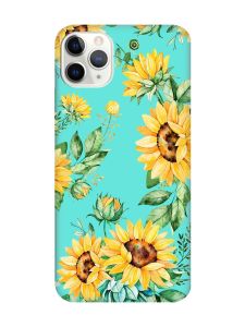 Матовий бірюзовий чохол на iPhone 11 Pro Max (6.5) :: Соняхи (принт 288)