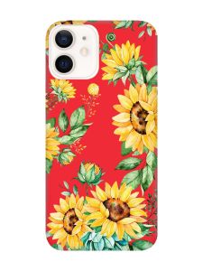 Матовий червоний чохол на Apple iPhone 12 / 12 Pro (6.1) :: Соняхи (принт 288)