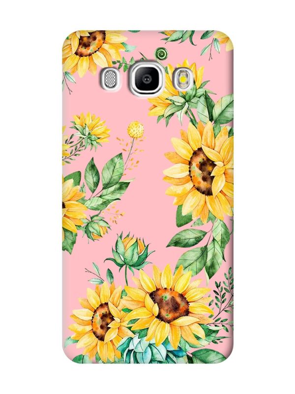 Матовий рожевий чохол на Samsung Galaxy J5(2016) J510 :: Соняхи (принт 288)