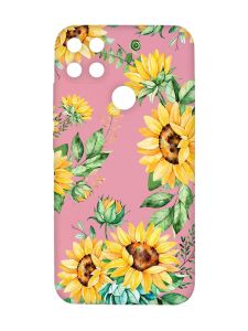 Матовий рожевий чохол на Xiaomi Redmi 10C :: Соняхи (принт 288)