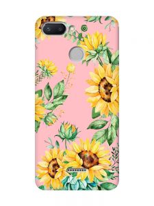 Матовий рожевий чохол на Xiaomi Redmi 6 :: Соняхи (принт 288)