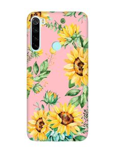 Матовий рожевий чохол на Xiaomi Redmi Note 8 :: Соняхи (принт 288)