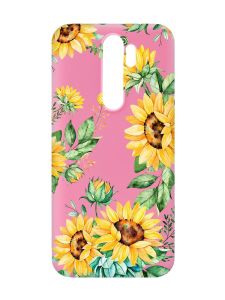 Матовий рожевий чохол на Xiaomi Redmi Note 8 Pro :: Соняхи (принт 288)