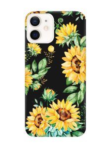 Матовий чорний чохол на Apple iPhone 12 / 12 Pro (6.1) :: Соняхи (принт 288)