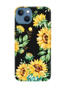 Матовий чорний чохол на Apple iPhone 13 :: Соняхи (принт 288)