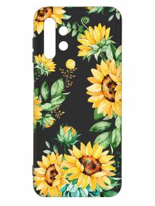 Матовий чорний чохол на Samsung Galaxy A13 4G :: Соняхи (принт 288)
