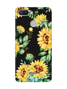 Матовий чорний чохол на Xiaomi Redmi 6 :: Соняхи (принт 288)