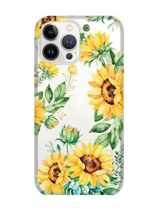 Прозорий чохол із захистом камери на iPhone 14 Pro :: Соняхи (принт 288)