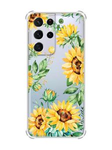 Чохол з потовщеними кутами на Samsung Galaxy S21 Ultra :: Соняхи (принт 288)