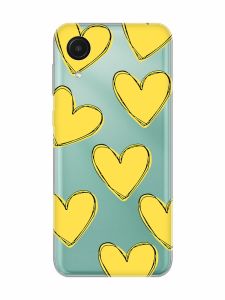 Прозорий чохол на Samsung Galaxy A03 Core / A032 :: Сердечка жовті (принт 259)