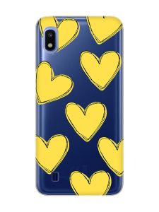 Прозорий чохол на Samsung Galaxy A10 (2019) A105 :: Сердечка жовті (принт 259)