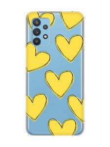 Прозорий чохол на Samsung Galaxy A32 :: Сердечка жовті (принт 259)
