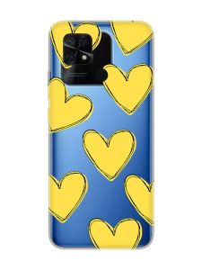 Прозорий чохол на Xiaomi Redmi 10C :: Сердечка жовті (принт 259)