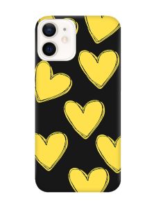 Матовий чорний чохол на Apple iPhone 12 / 12 Pro (6.1) :: Сердечка жовті (принт 259)