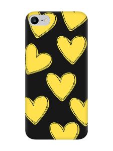 Матовий чорний чохол на iPhone 7 / 8 :: Сердечка жовті (принт 259)