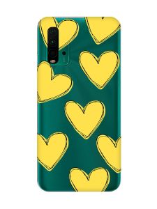 Прозорий чохол на Xiaomi Redmi 9T  :: Сердечка жовті (принт 259)