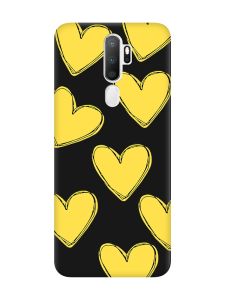 Матовий чорний чохол на Oppo A5 :: Сердечка жовті (принт 259)