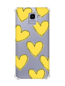 Чохол із потовщеними кутами на Samsung Galaxy J6 (2018) J600F :: Сердечка жовті (принт 259)