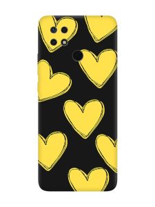 Матовий чорний чохол на Xiaomi Redmi 10C :: Сердечка жовті (принт 259)