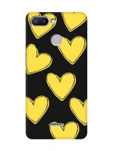 Матовий чорний чохол на Xiaomi Redmi 6 :: Сердечка жовті (принт 259)