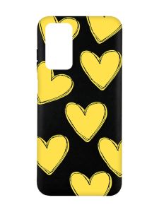 Матовий чорний чохол на Xiaomi Redmi Note 11 4G :: Сердечка жовті (принт 259)