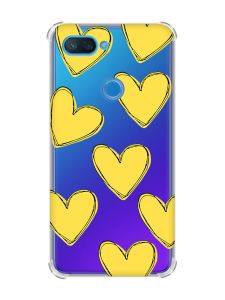 Чохол із потовщеними кутами на Xiaomi Mi 8 Lite :: Сердечка жовті (принт 259)