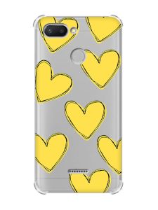 Чохол із потовщеними кутами для Xiaomi Redmi 6 :: Сердечка жовті (принт 259)