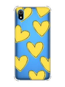 Чохол з потовщеними кутами для Xiaomi Redmi 7A :: Сердечка жовті (принт 259)