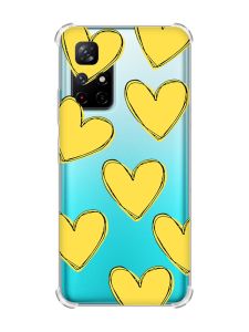 Чохол з потовщеними кутами на Xiaomi Redmi Note 11 4G :: Сердечка жовті (принт 259)