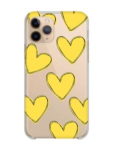 Прозорий чохол на Apple iPhone 11 Pro (5,8) :: Сердечка жовті (принт 259)