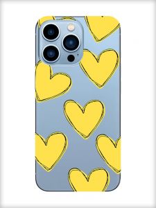 Прозорий чохол на Apple iPhone 13 Pro Max :: Сердечка жовті (принт 259)