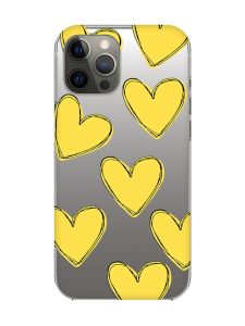 Прозорий чохол на iPhone 12 Pro Max :: Сердечка жовті (принт 259)