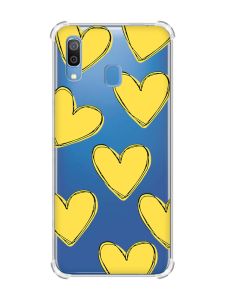 Чохол з потовщеними кутами на Samsung Galaxy A30 (2019) / A20 (2019) :: Сердечка жовті (принт 259)