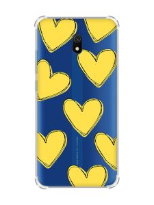 Чохол з потовщеними кутами на Xiaomi Redmi 8A :: Сердечка жовті (принт 259)