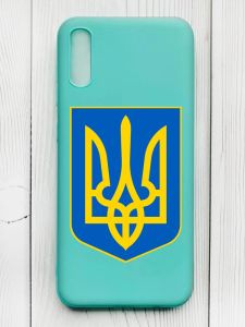 Матовий бірюзовий чохол на Xiaomi Redmi 9А :: Тризуб Україна (принт 256)