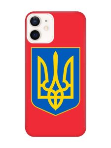 Матовий червоний чохол на Apple iPhone 12 / 12 Pro (6.1) :: Тризуб Україна (принт 256)