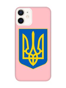 Матовий рожевий чохол на Apple iPhone 12 / 12 Pro (6.1) :: Тризуб Україна (принт 256)