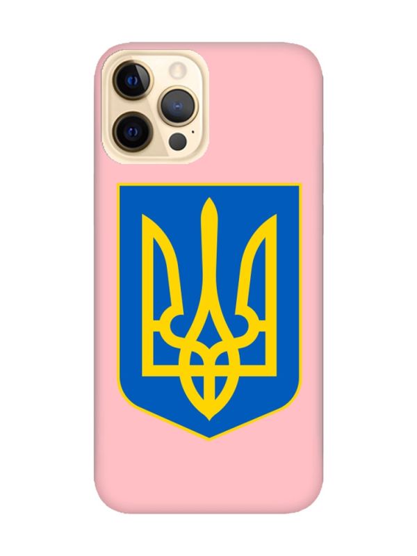 Матовий рожевий чохол на Apple iPhone 12 Pro Max :: Тризуб Україна (принт 256)
