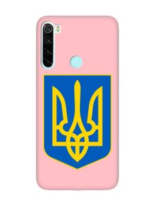 Матовий рожевий чохол на Xiaomi Redmi Note 8 :: Тризуб Україна (принт 256)