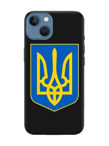 Матовий чорний чохол на Apple iPhone 13 :: Тризуб Україна (принт 256)