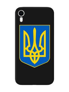 Матовий чорний чохол на Apple iPhone XR :: Тризуб Україна (принт 256)